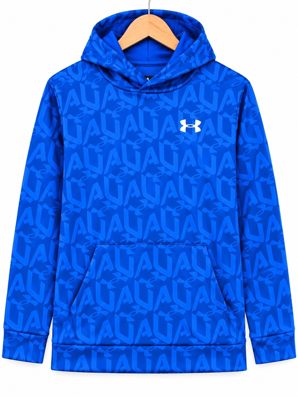 Under Armour Boys Youth XL Blue All Over Logo Pullover Hoodie
